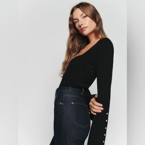 Reformation Emanuele Cashmere Novelty Button Sweater